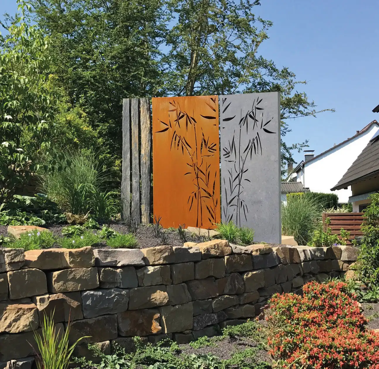 GN-SP-1336 Corten Decorative Fence Panel With Bamboo Design image 3