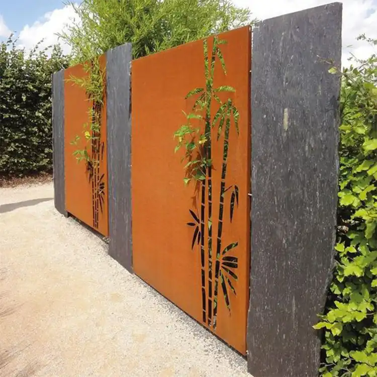 GN-SP-1336 Corten Decorative Fence Panel With Bamboo Design image