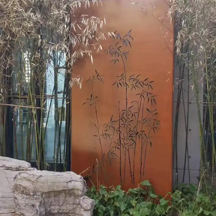 GN-SP-1336 Corten Decorative Fence Panel With Bamboo Design image 2