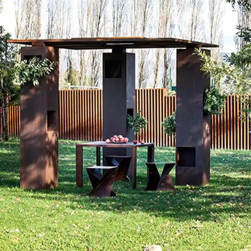 GN-PG-112 Modern Qutdoor Waterproof Corten Steel Gazebo image